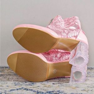 Floral pattern Heels, Women Heels, Chunky Heels